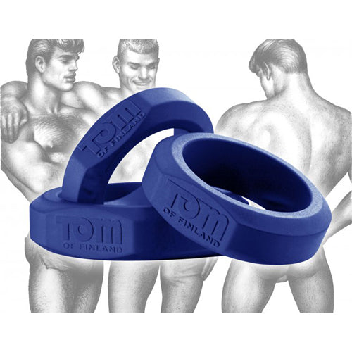 Tom of Finland Penisring-Set – 3 Stück – in Blau